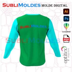 Molde Camiseta Cuello V Manga Larga