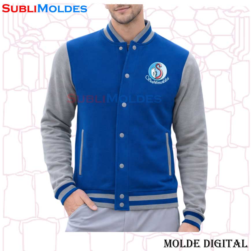 Molde Campera Universitaria con Broches y Bolsillo Ojal