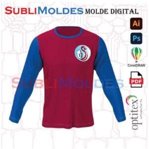 Molde Camiseta Basica Cuello Redondo Manga Larga