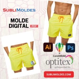 Molde Short Bañador (con aletilla) ,Bolsillo,Malla,Pretina Separada