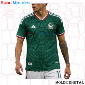 Molde Camiseta Fútbol Cuello V Estilo Selección México 2026 - CAM171-1