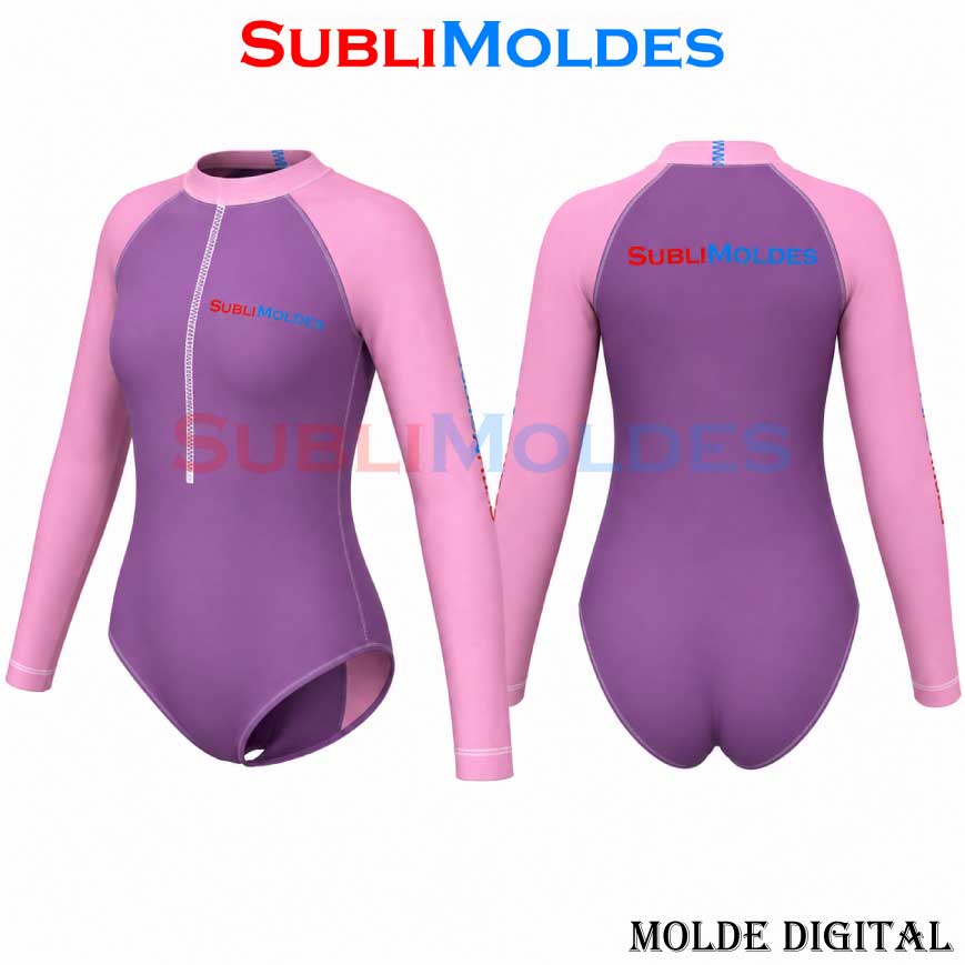 Molde Enterizo Natación Raglan Niñas
