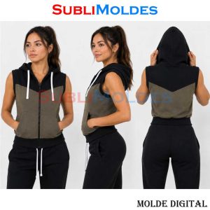 Patrones Gratis 24 Molde Sudadera Dama Sin Mangas con Capucha y Cierre