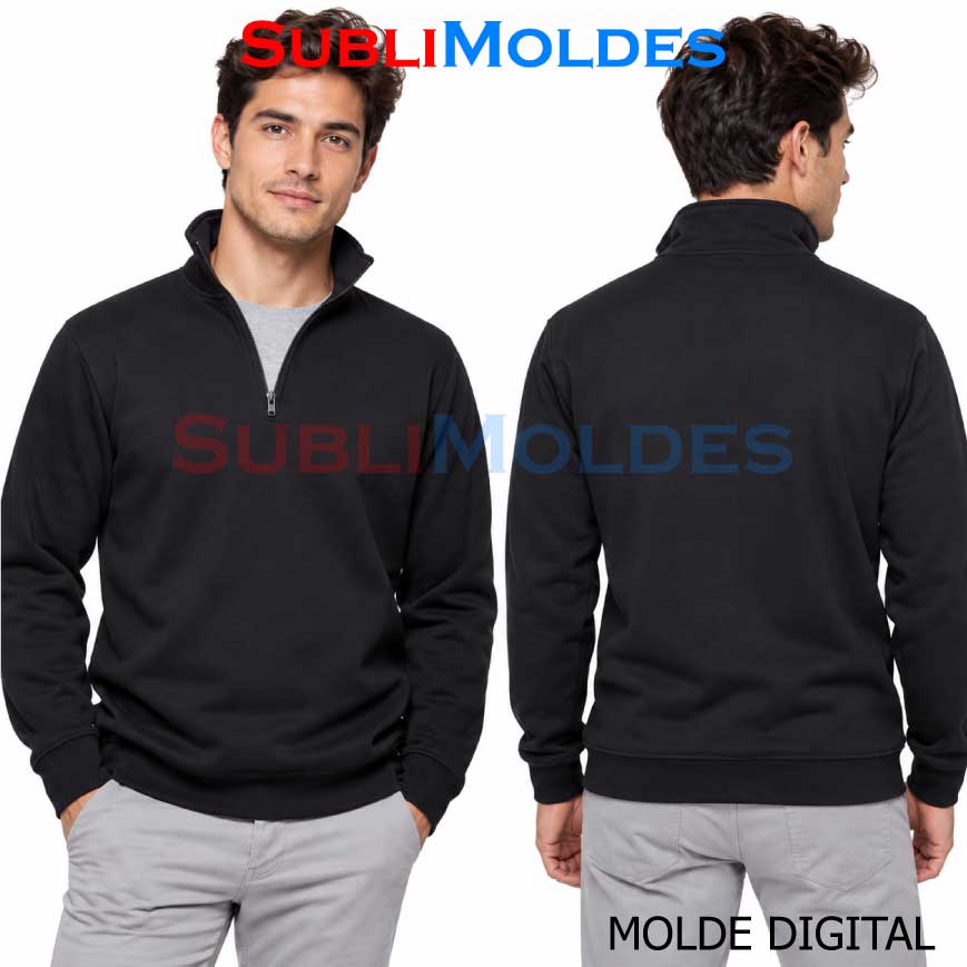 Molde Sudadera Con Cierre Cuello Alto